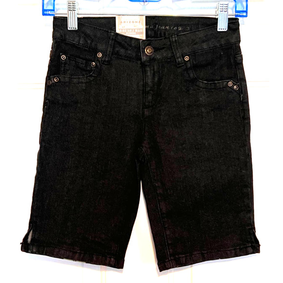 Arizona Jean Company Girl's‎ Adjustable Waist Bermuda Shorts Black Size 10 Reg - Picture 1 of 4